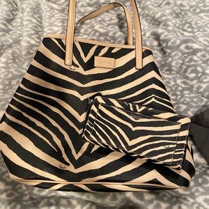 Coach Tote Tan and Black Animal Print and Wallet